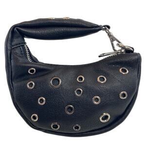 NWT Free People Black Grommet Eyelet Mini Hobo Bag Edgy Indie Y2K Grunge Purse